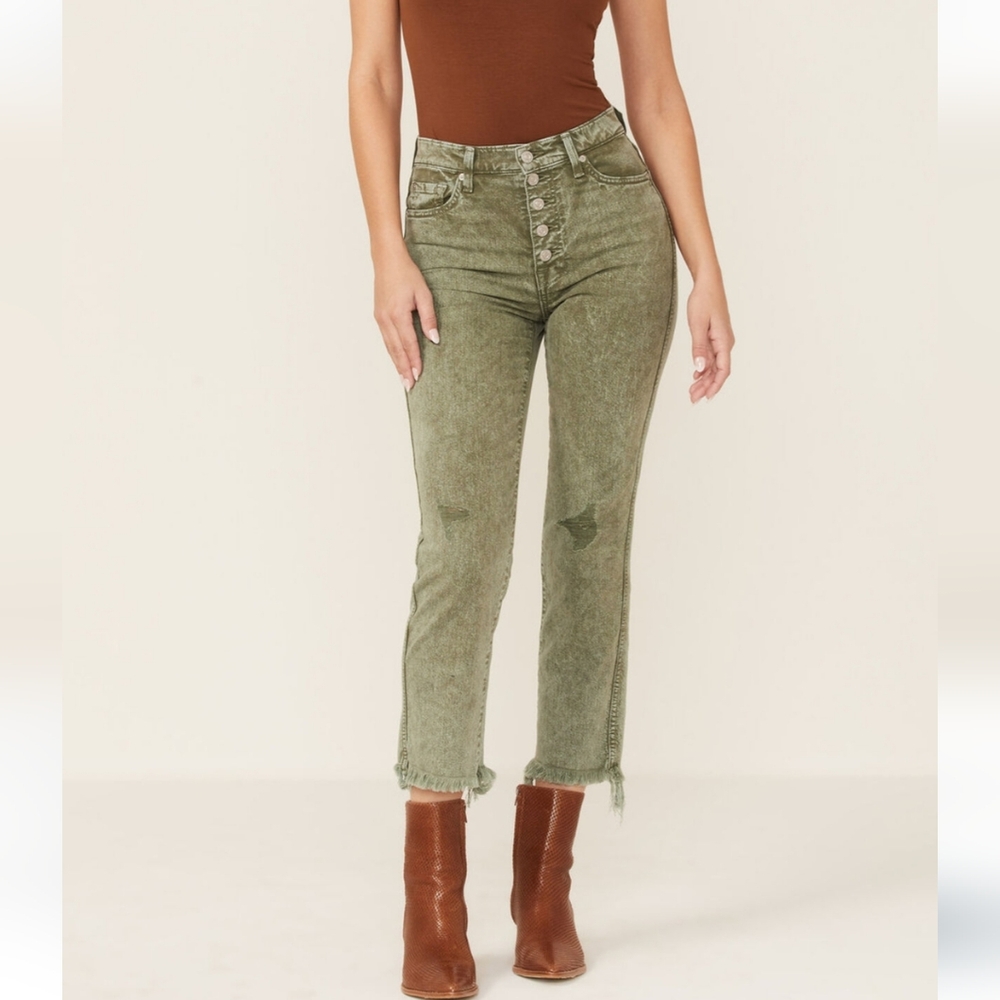 7 For All Mankind Olive Green Ankle Jeans